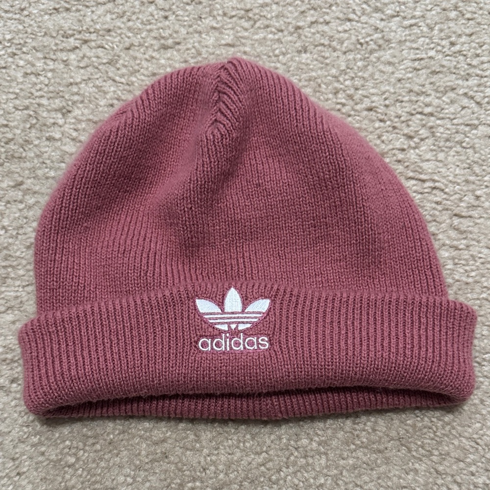 adidas Pink Knit Beanie with White Logo